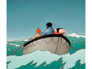 Grafik af Ole Ahlberg med Tintin