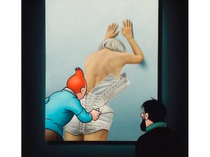 Grafik af Ole Ahlberg med Tintin