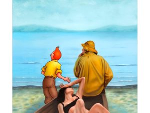 Grafik af Ole Ahlberg med Tintin