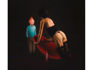 Grafik af Ole Ahlberg med Tintin