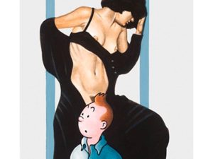 Grafik af Ole Ahlberg med Tintin