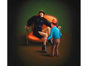 Grafik af Ole Ahlberg med Tintin