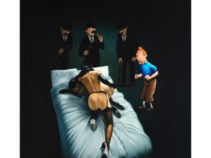 Grafik af Ole Ahlberg med Tintin
