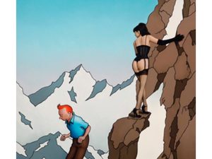 Grafik af Ole Ahlberg med Tintin