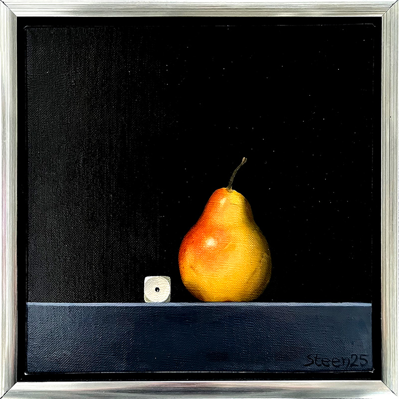 Maleri med terning og pære