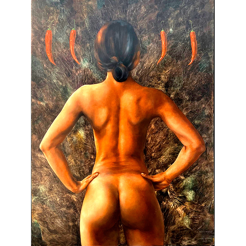 Maleri af kvinde bagfra af Lars Rasmussen