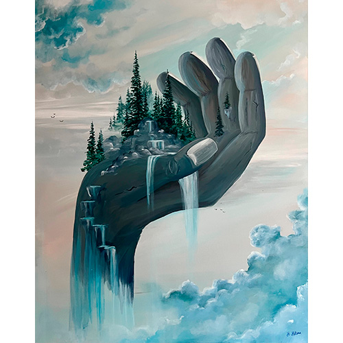 Maleri med hånd af Helena Hülsen