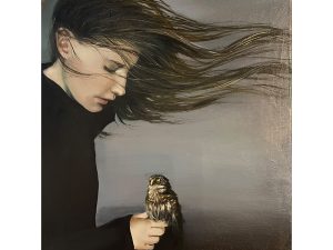 Maleri af Anna Emalia - kvinde med fugl