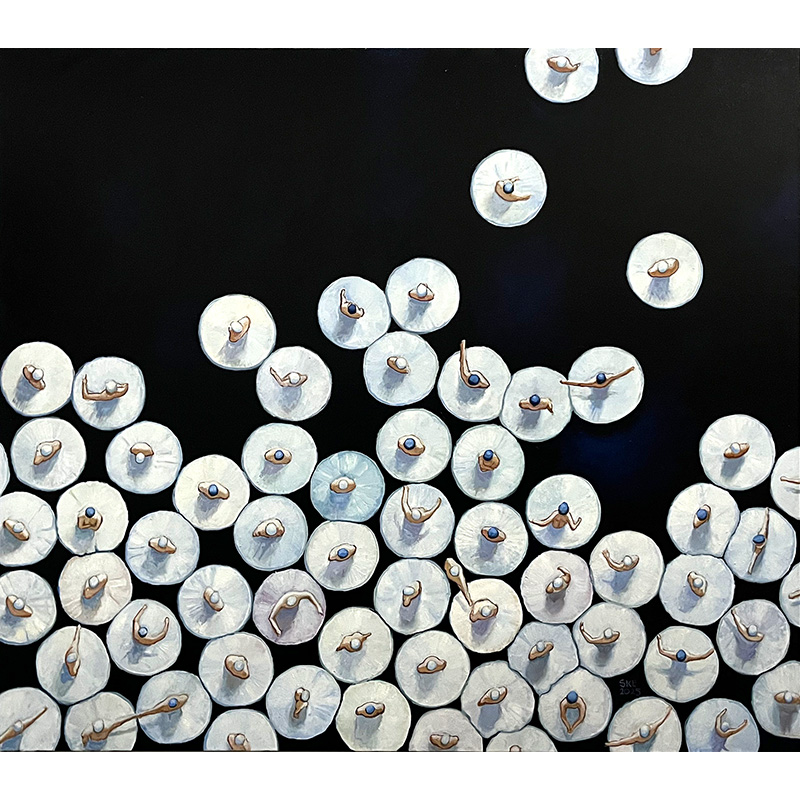 Maleri med balletdansere af Steen Kirkegaard Erichsen