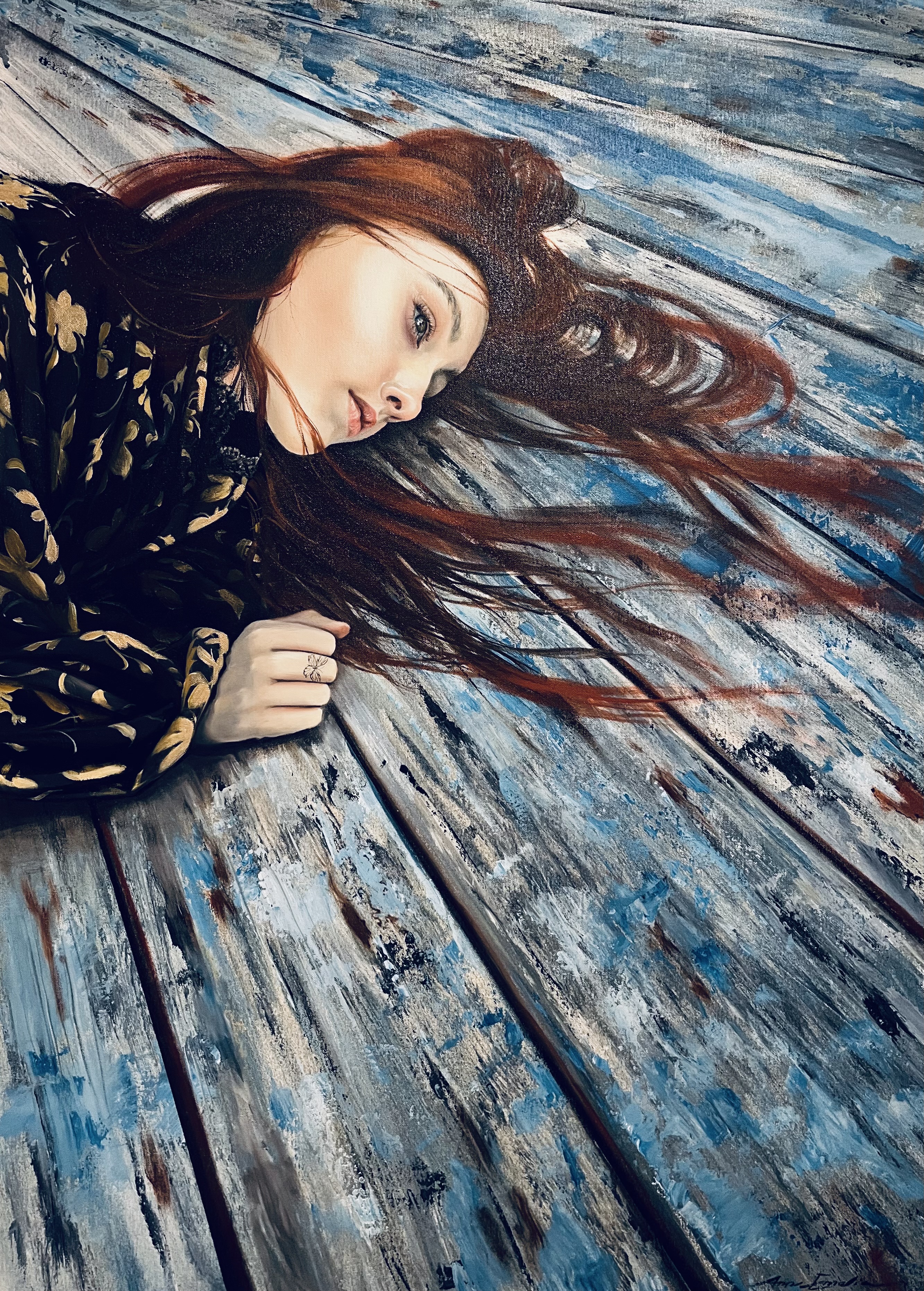 Maleri af Kim Pihl med kvindeportræt