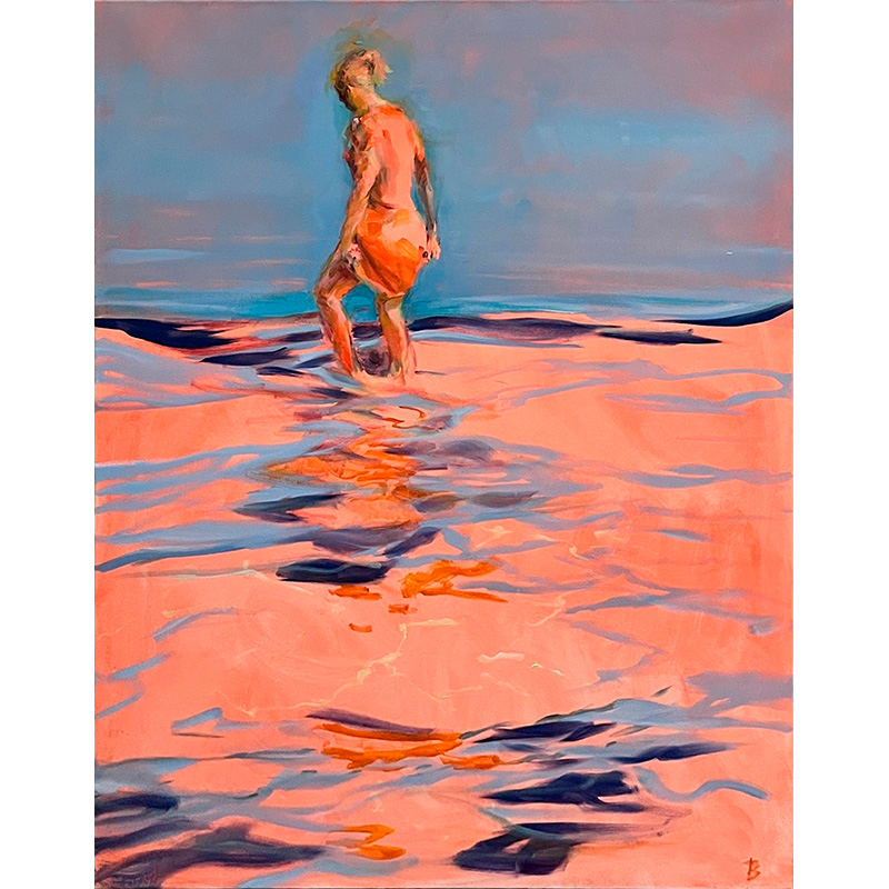 Maleri af kvinde der sopper