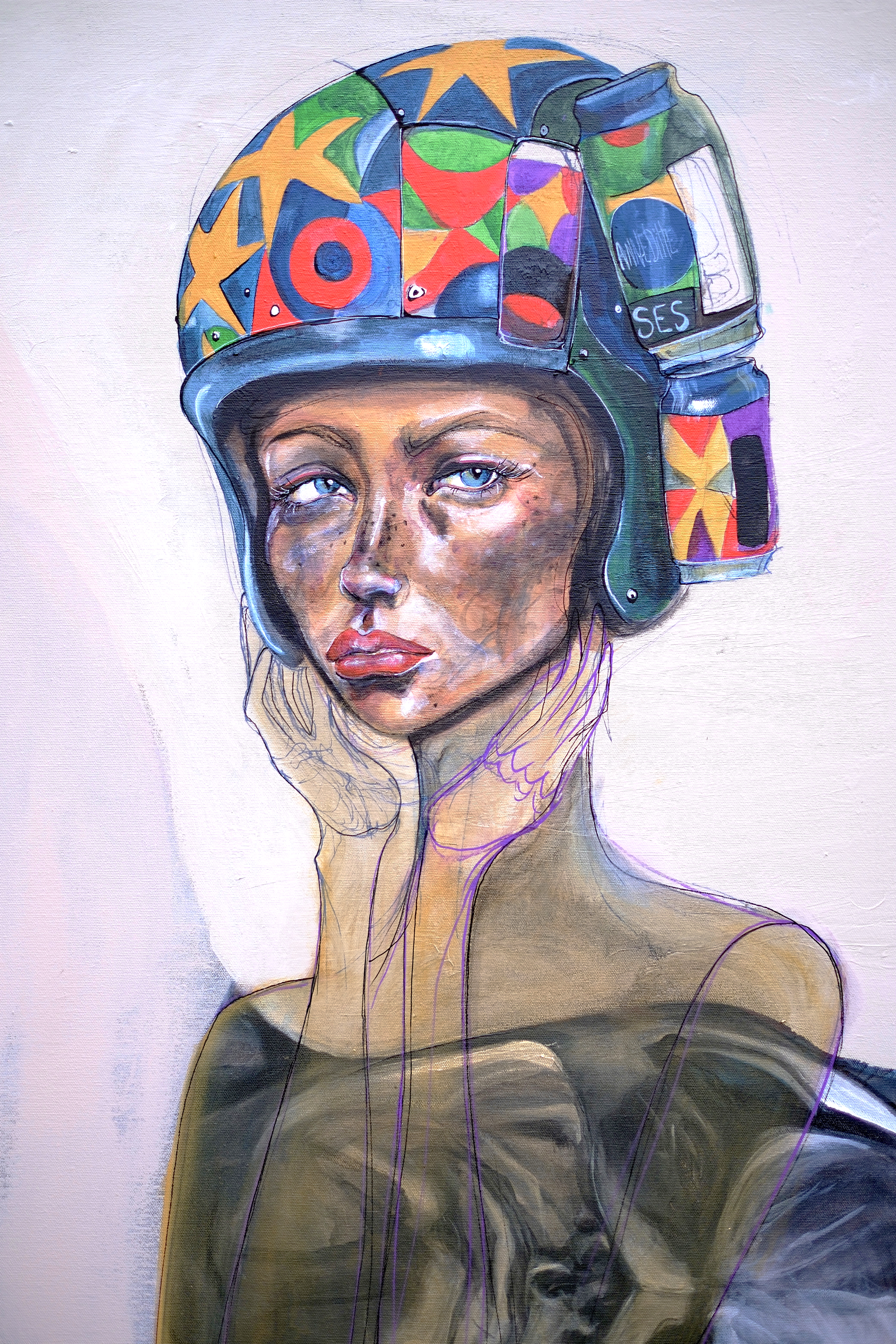 Maleri af Kim Pihl med gul fugl