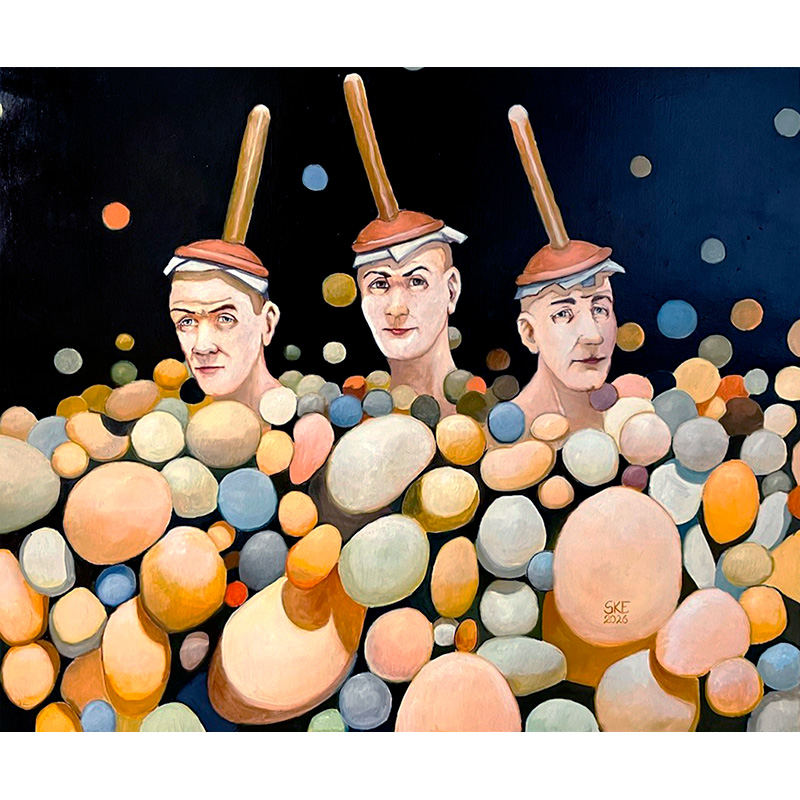 Tre mænd med svuppere på hovedet