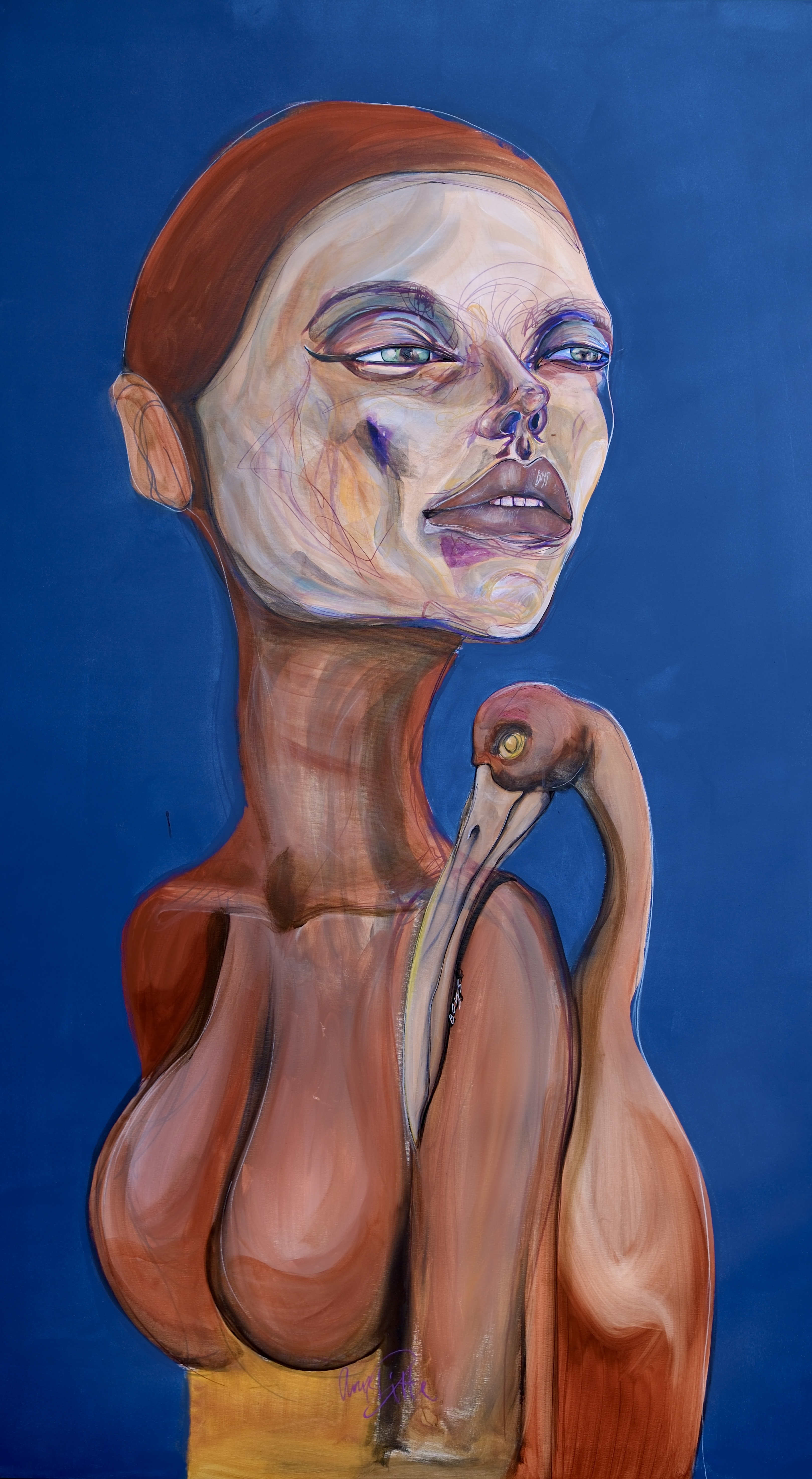 Maleri af Kim Pihl med kvindeportræt