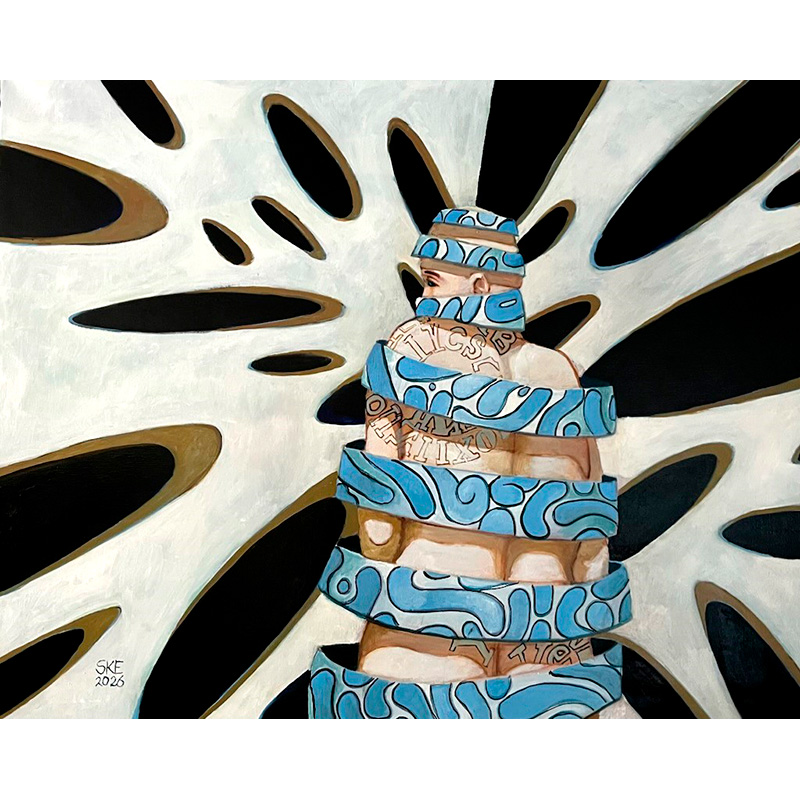 Maleri af mand der er pakket ind