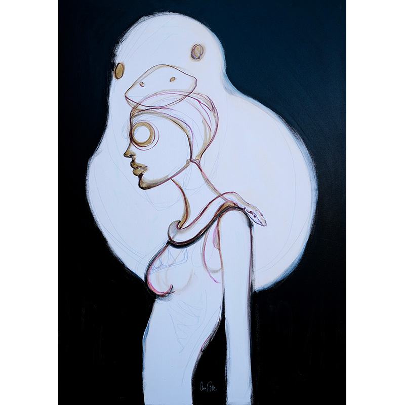 Maleri af Anne Ditte - Slangens år - 120x90 cm