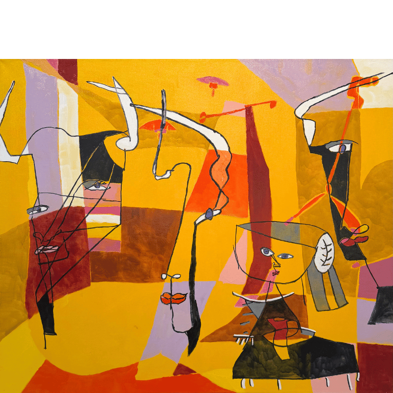 Maleri af Bentemarie Kjeldbæk - Tyrene ved bardisken (2)